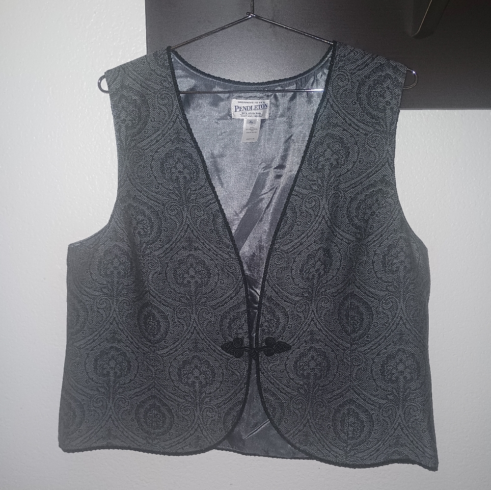 Pendleton Skirt Set Gray Baroque Pattern Vest & M… - image 1